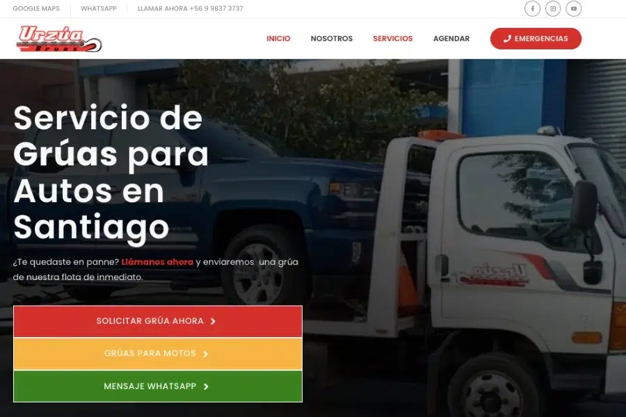 sitio web de gruas urzua creado por la agencia de diseño web